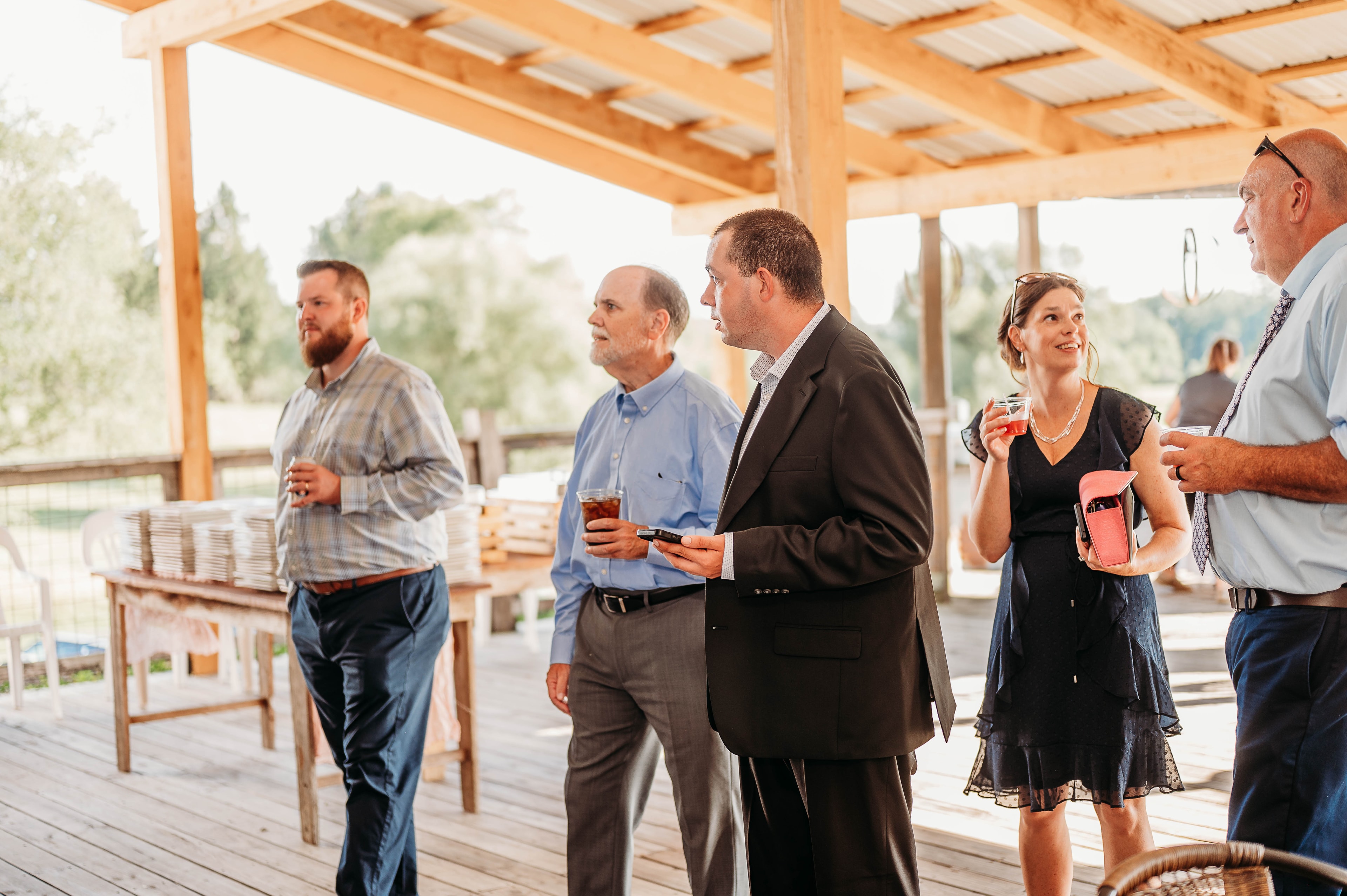 Guests talking together during the reception.