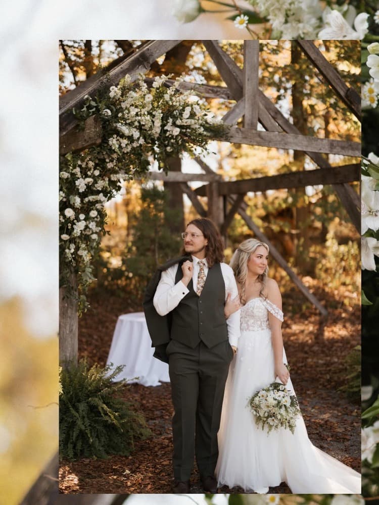 The couple on the grounds at Heritage Place.
